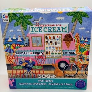 NWT Ceaco Food Trucks Ice Cream Truck Puzzle AND Poster 500 Pieces Size 18”x 24”